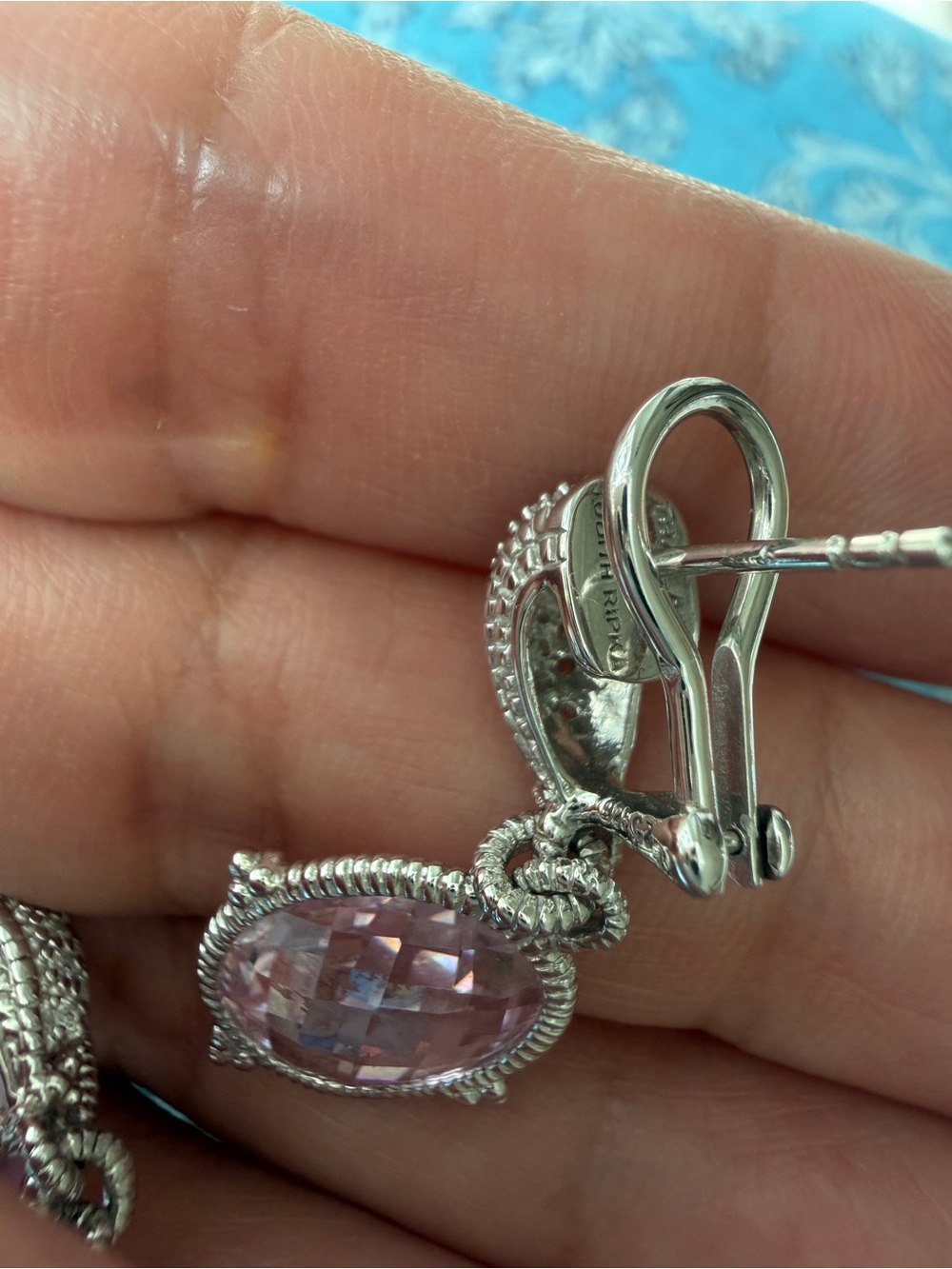 judith ripka sterling silver pink dangle earrings - Picture 6 of 6